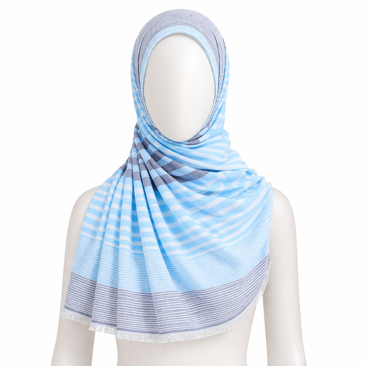 Classic Summer Scarf With Blue/Black Stripes